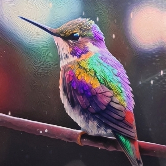 Hummingbird Fantasy‎ Wall Art Watercolor Oil Painting Framed Print - Picture 2 of 5